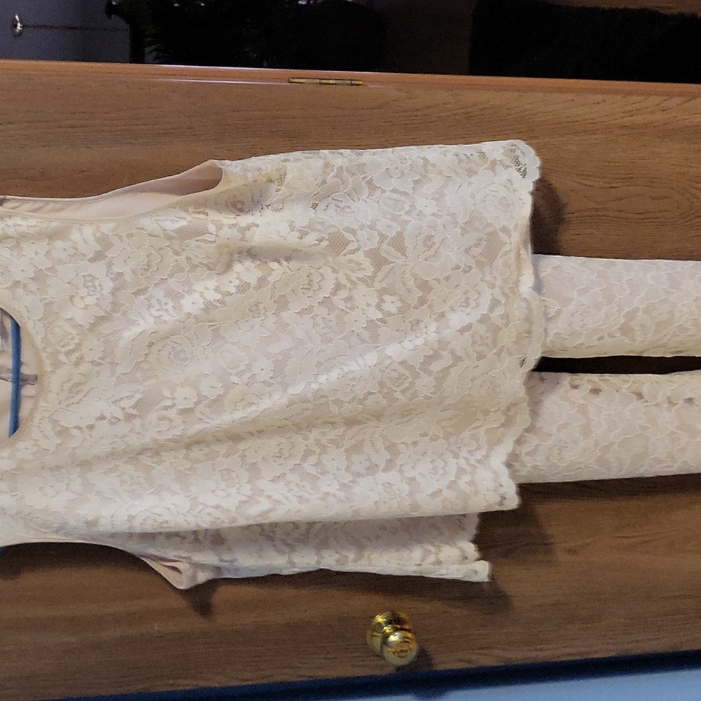 2 piece pant lined lace pant suit